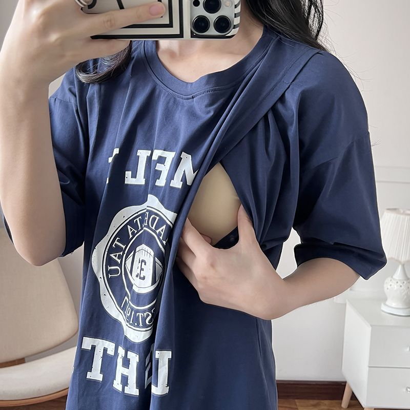 Summer Clothes - Verpleegjurk Zwangere Borstvoeding Lange T-shirt Nachtjapon