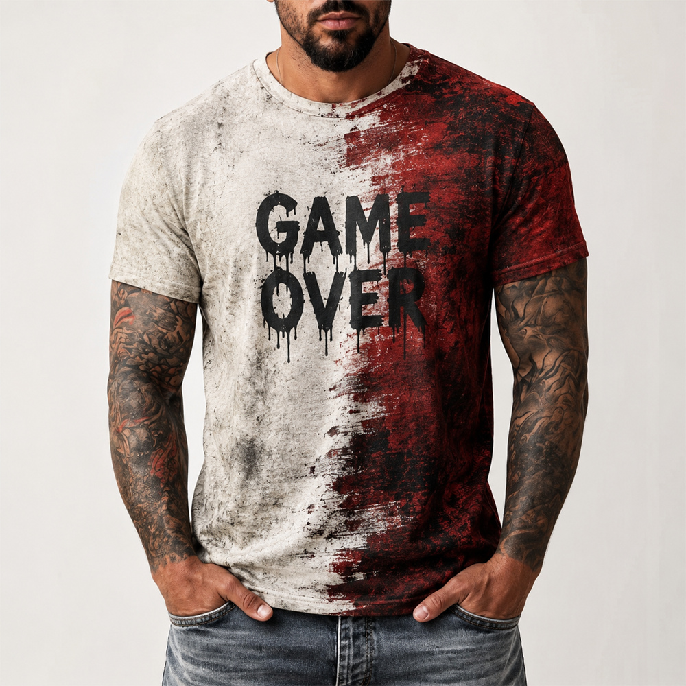 Summer Clothing Words - 3D Print Retro Bloedvlek Halloween T-shirt