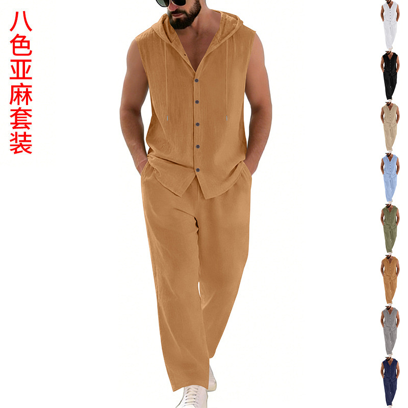 Summer Clothing Sets Men - Casual linnen pak voor heren, trui
