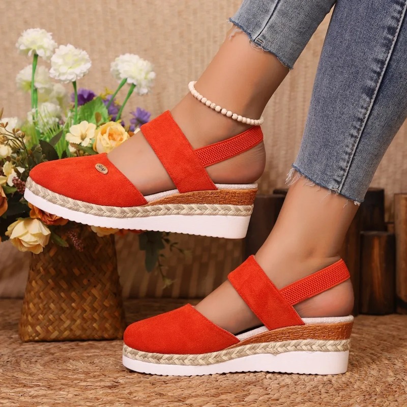 Espadrille Sandal Women - Vrouwen Gesloten Teen Sandalen met Sleehak