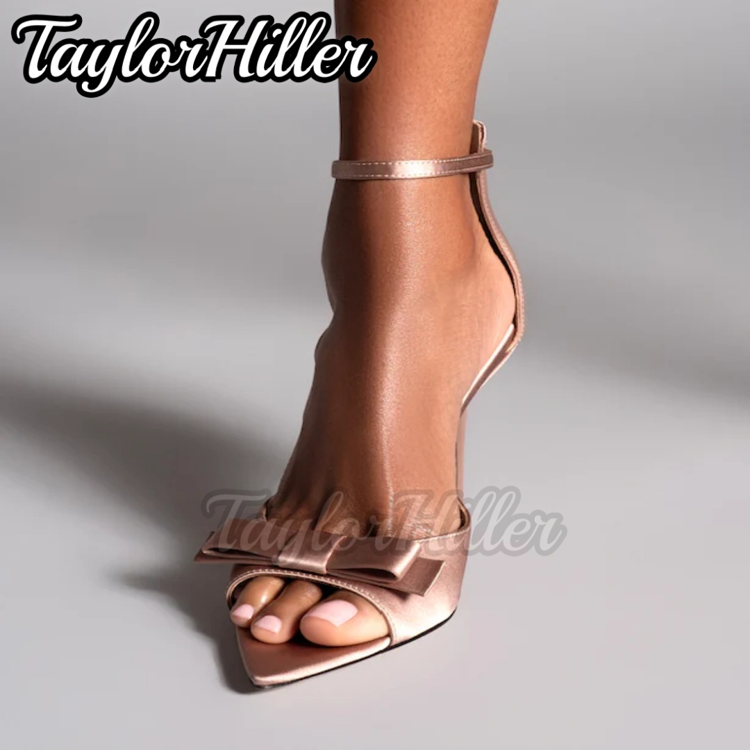 Summer Clothing On Sale - Zachte Roze Vlinder-Knoop Hoge Hakken Satijn