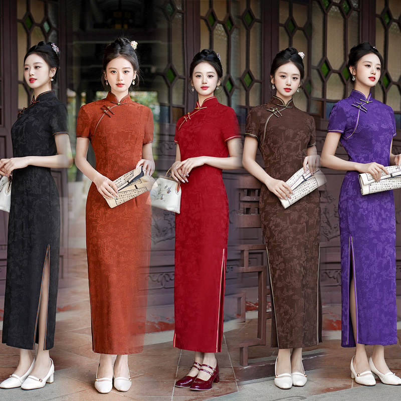 Summer Clothes - Nieuwe Cheongsam lange jurk temperament rode