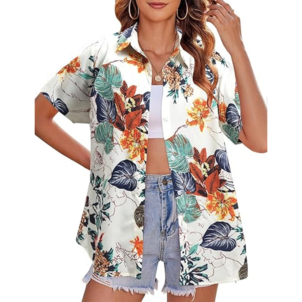 Kokospalmprint damesshirt met  - Beach Shirt Hawaiian recensie en prijs