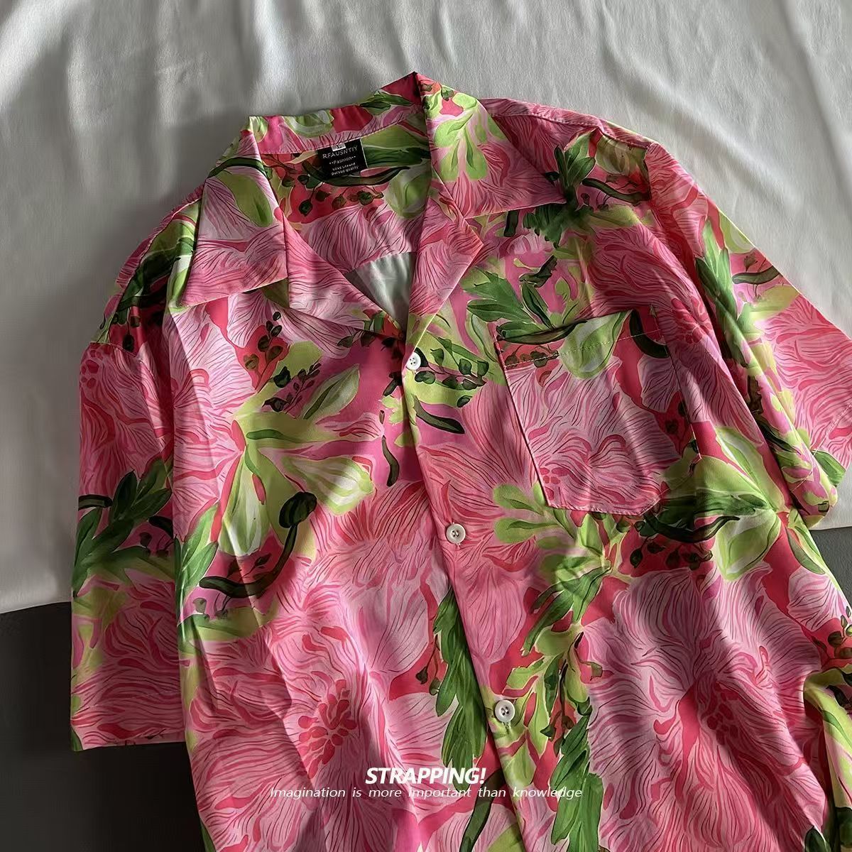 Roze Graffiti Bloemen Cubaanse - Beach Shirt Hawaiian recensie en prijs